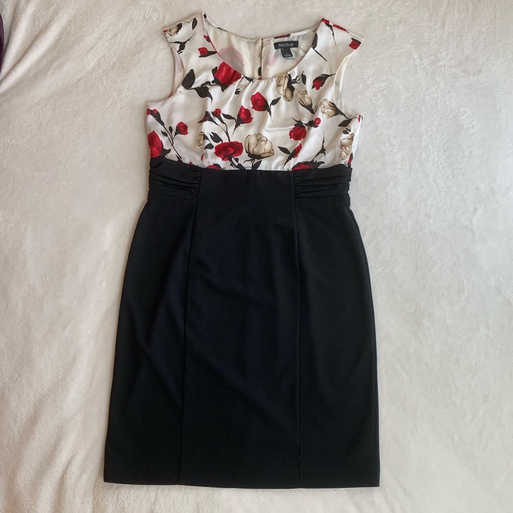 WHBM Sleeveless Dress - Floral Top w/ Black Skirt
